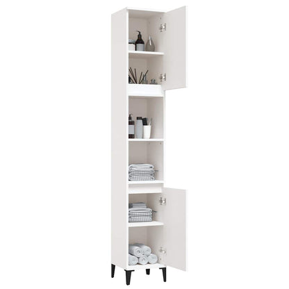 Armadietto da Bagno Bianco 30x30x190 cm in Legno Multistrato