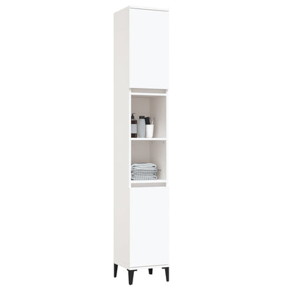 Armadietto da Bagno Bianco 30x30x190 cm in Legno Multistrato