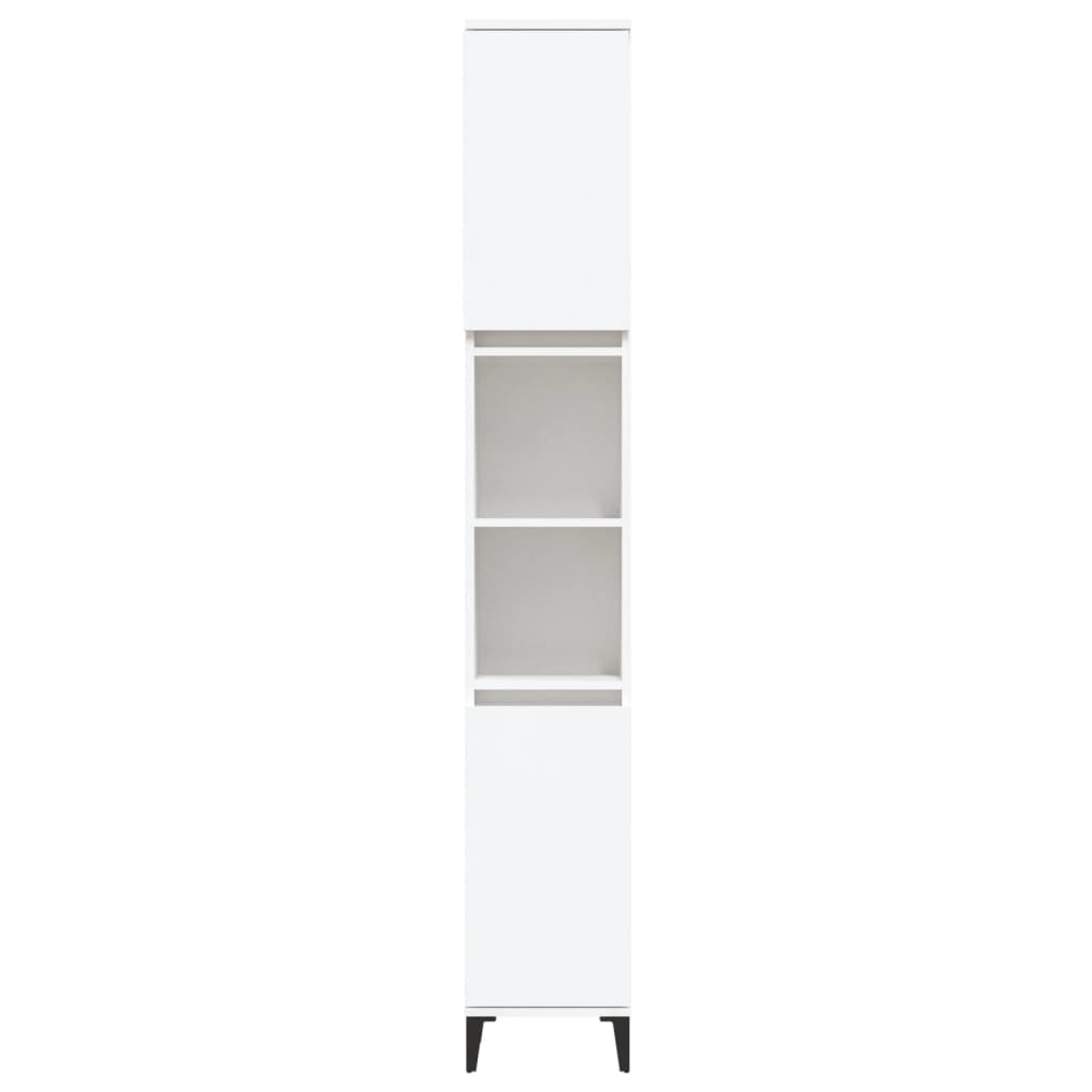 Armadietto da Bagno Bianco 30x30x190 cm in Legno Multistrato