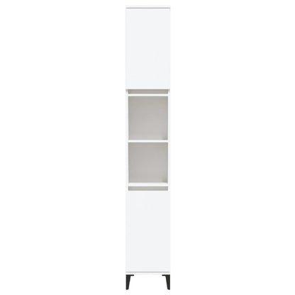 Armadietto da Bagno Bianco 30x30x190 cm in Legno Multistrato