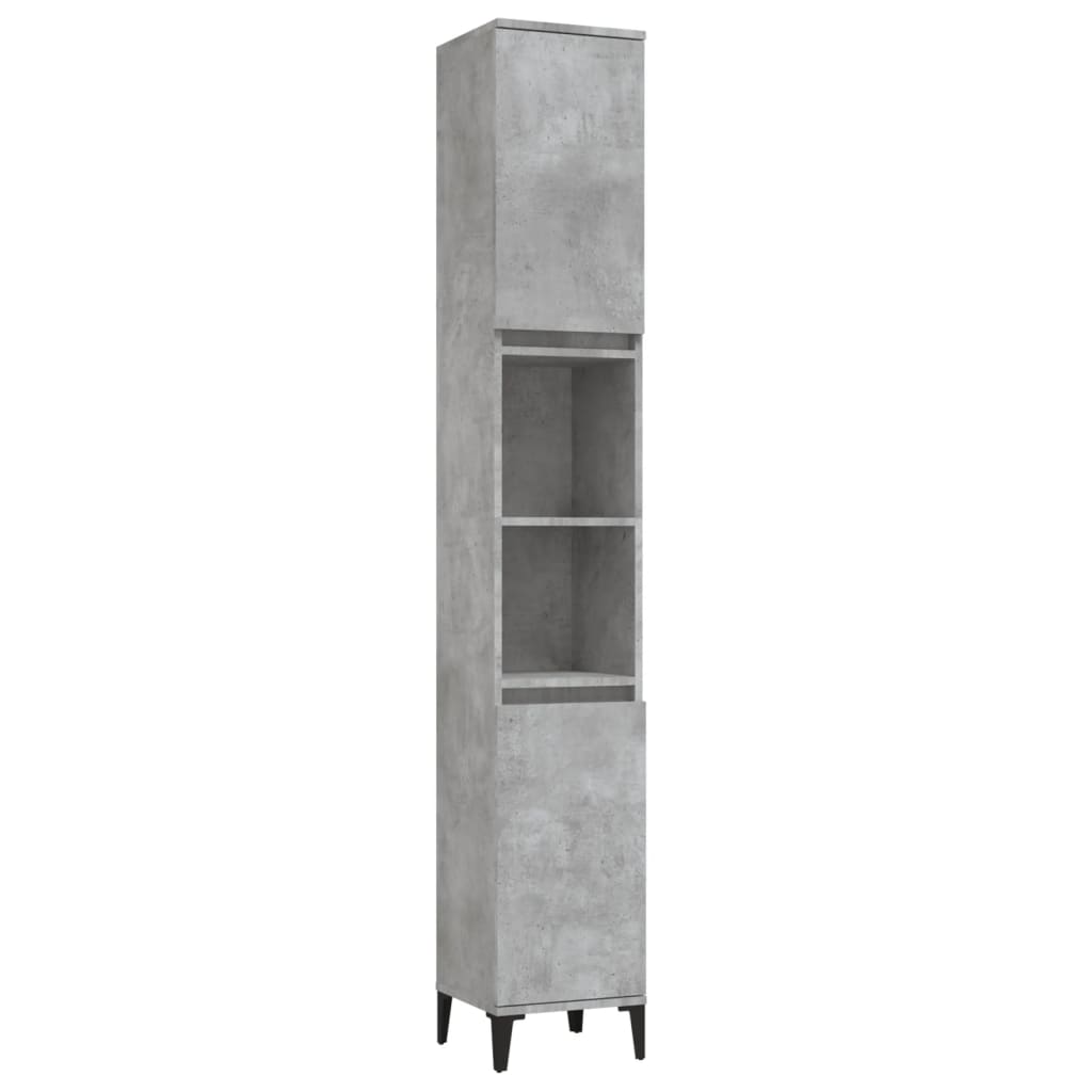 Armadietto Bagno Grigio Cemento 30x30x190 cm Legno Multistrato