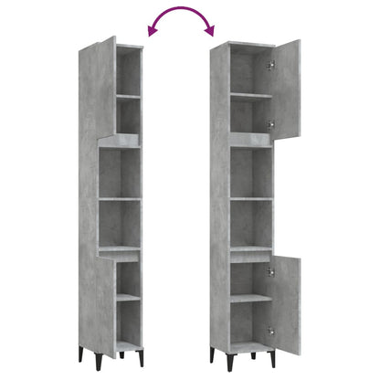 Armadietto Bagno Grigio Cemento 30x30x190 cm Legno Multistrato