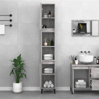 Armadietto Bagno Grigio Sonoma 30x30x190cm in Legno Multistrato
