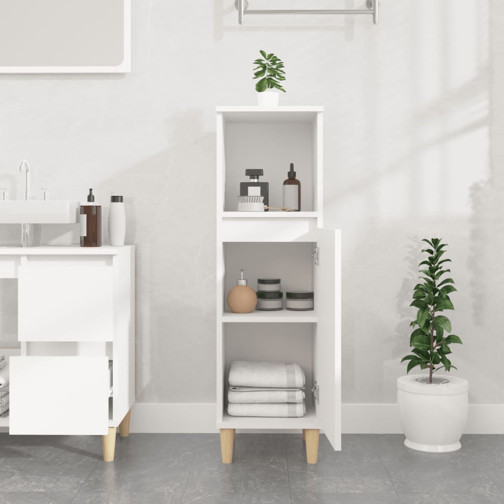 Armadietto da Bagno Bianco 30x30x100 cm in Legno Multistrato | homemem39