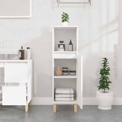 Armadietto da Bagno Bianco 30x30x100 cm in Legno Multistrato | homemem39
