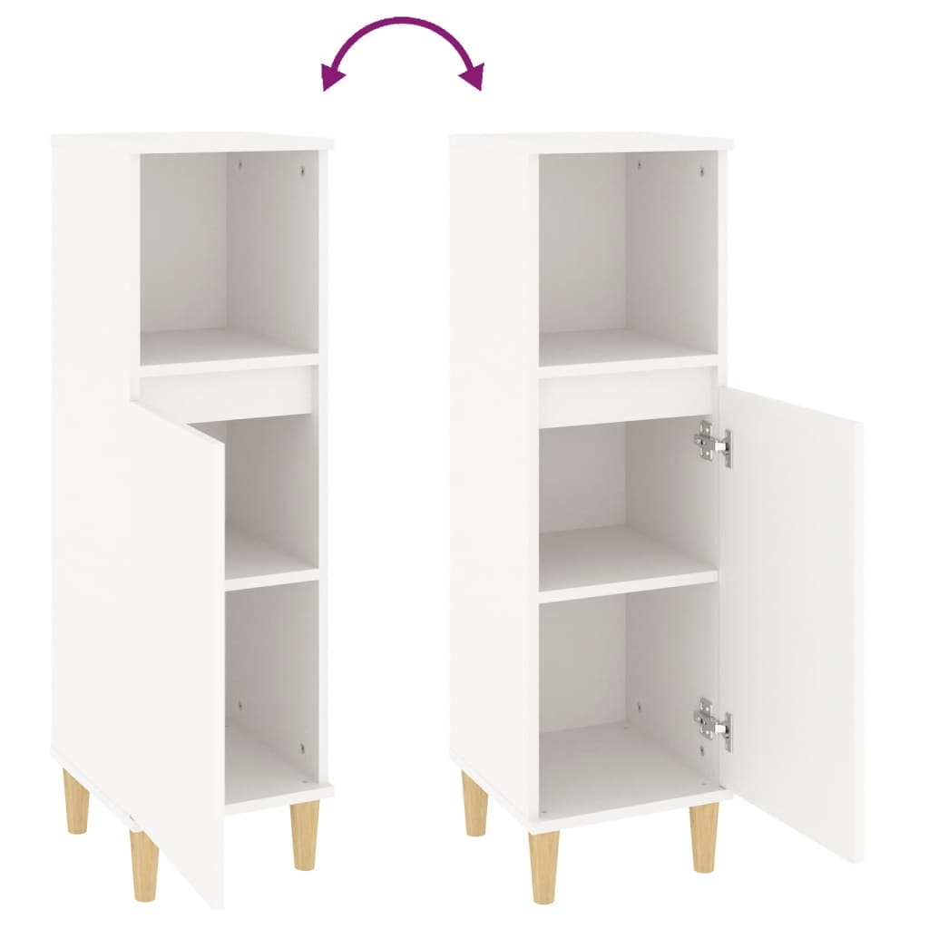 Armadietto da Bagno Bianco 30x30x100 cm in Legno Multistrato | homemem39