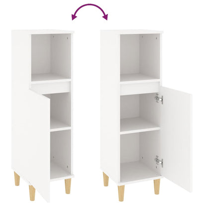 Armadietto da Bagno Bianco 30x30x100 cm in Legno Multistrato