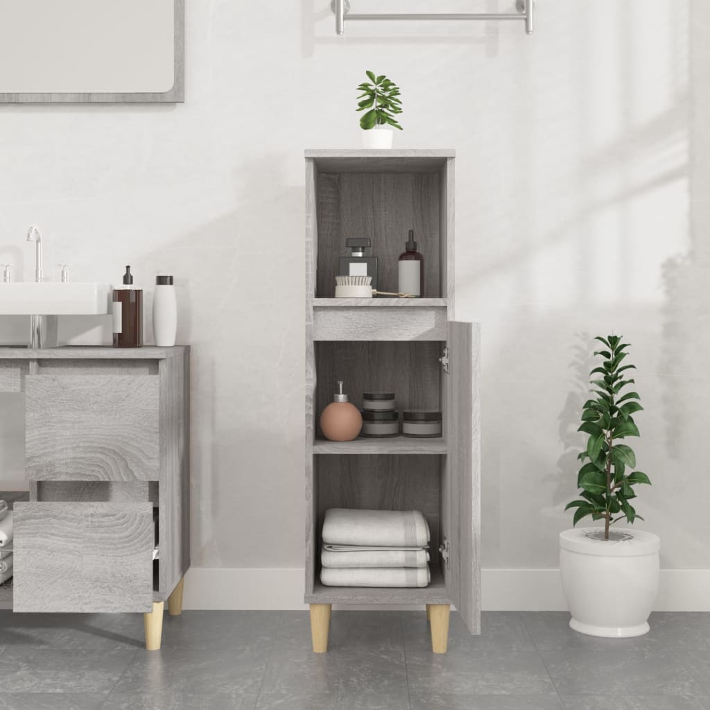 Armadietto Bagno Grigio Sonoma 30x30x100cm in Legno Multistrato | homemem39