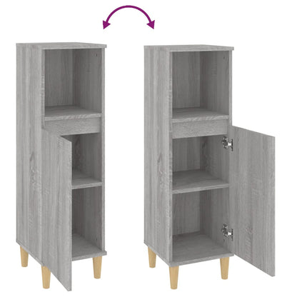 Armadietto Bagno Grigio Sonoma 30x30x100cm in Legno Multistrato