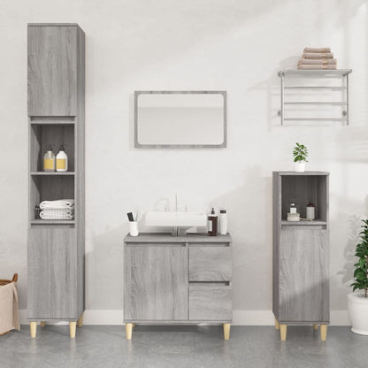 Armadietto Bagno Grigio Sonoma 30x30x100cm in Legno Multistrato | homemem39