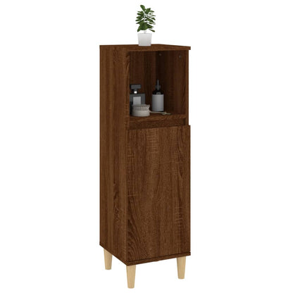 Armadietto Bagno Rovere Marrone 30x30x100 cm Legno Multistrato