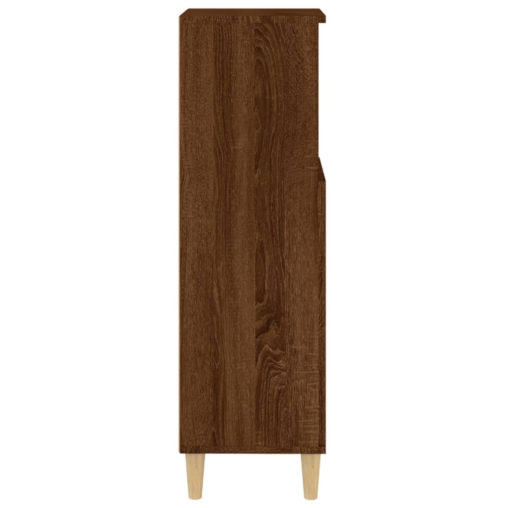 Armadietto Bagno Rovere Marrone 30x30x100 cm Legno Multistrato