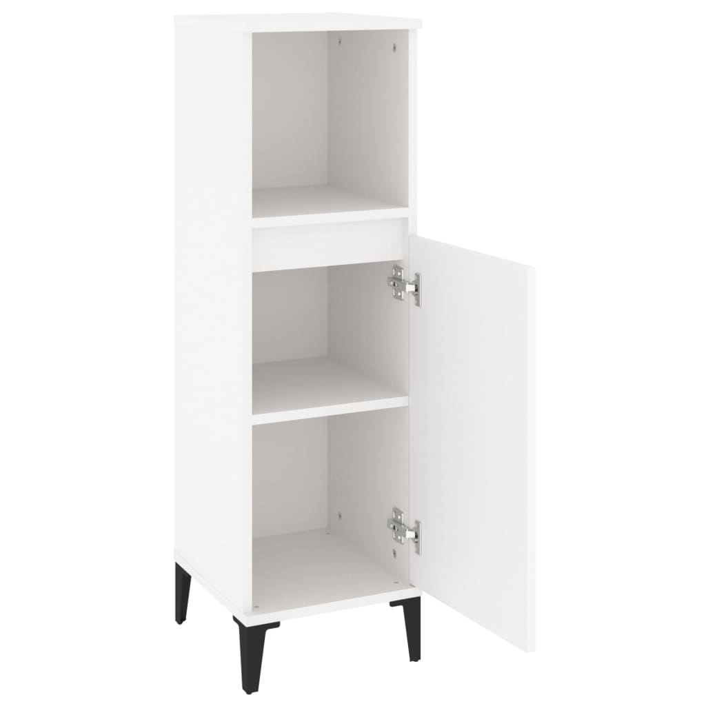Armadietto da Bagno Bianco 30x30x100 cm in Legno Multistrato | homemem39