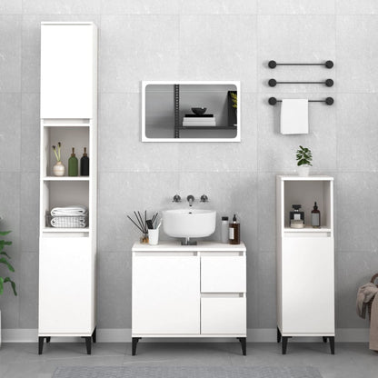 Armadietto da Bagno Bianco 30x30x100 cm in Legno Multistrato | homemem39