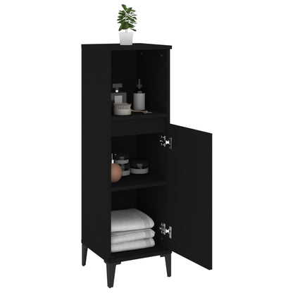 Armadietto da Bagno Nero 30x30x100 cm in Legno Multistrato | homemem39