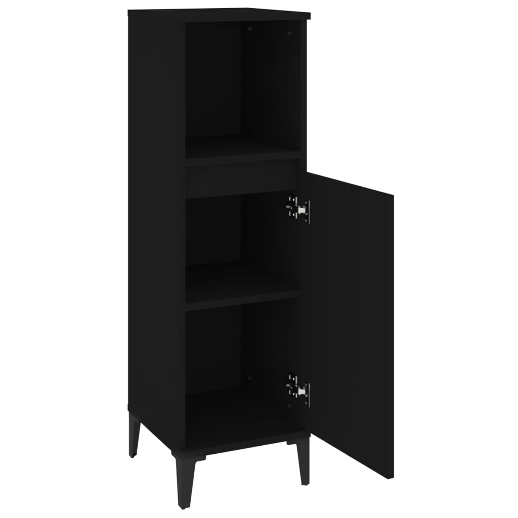 Armadietto da Bagno Nero 30x30x100 cm in Legno Multistrato | homemem39