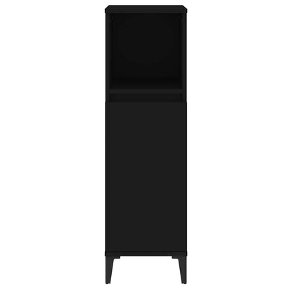 Armadietto da Bagno Nero 30x30x100 cm in Legno Multistrato