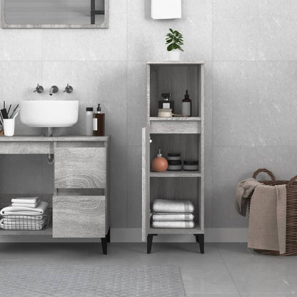 Armadietto Bagno Grigio Sonoma 30x30x100cm in Legno Multistrato - homemem39