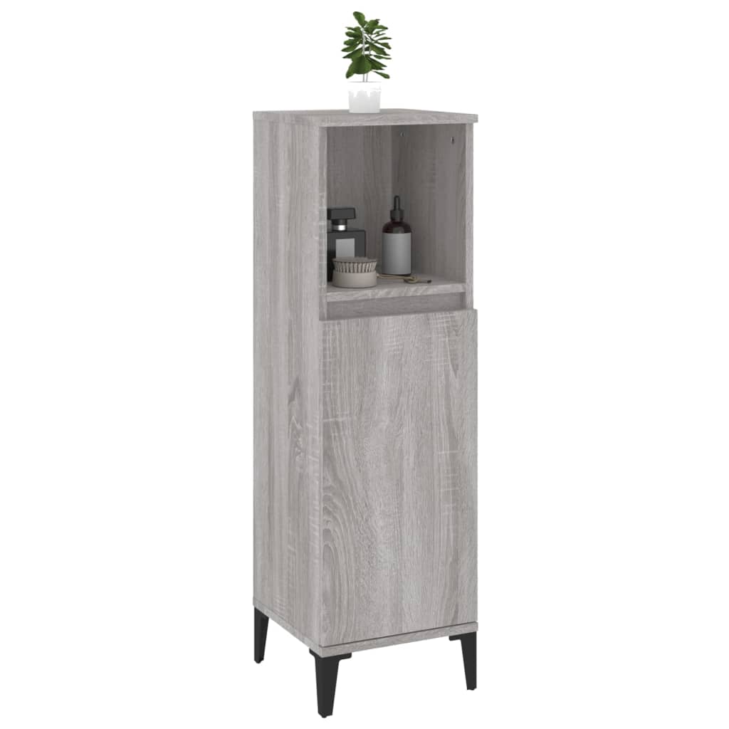 Armadietto Bagno Grigio Sonoma 30x30x100cm in Legno Multistrato - homemem39