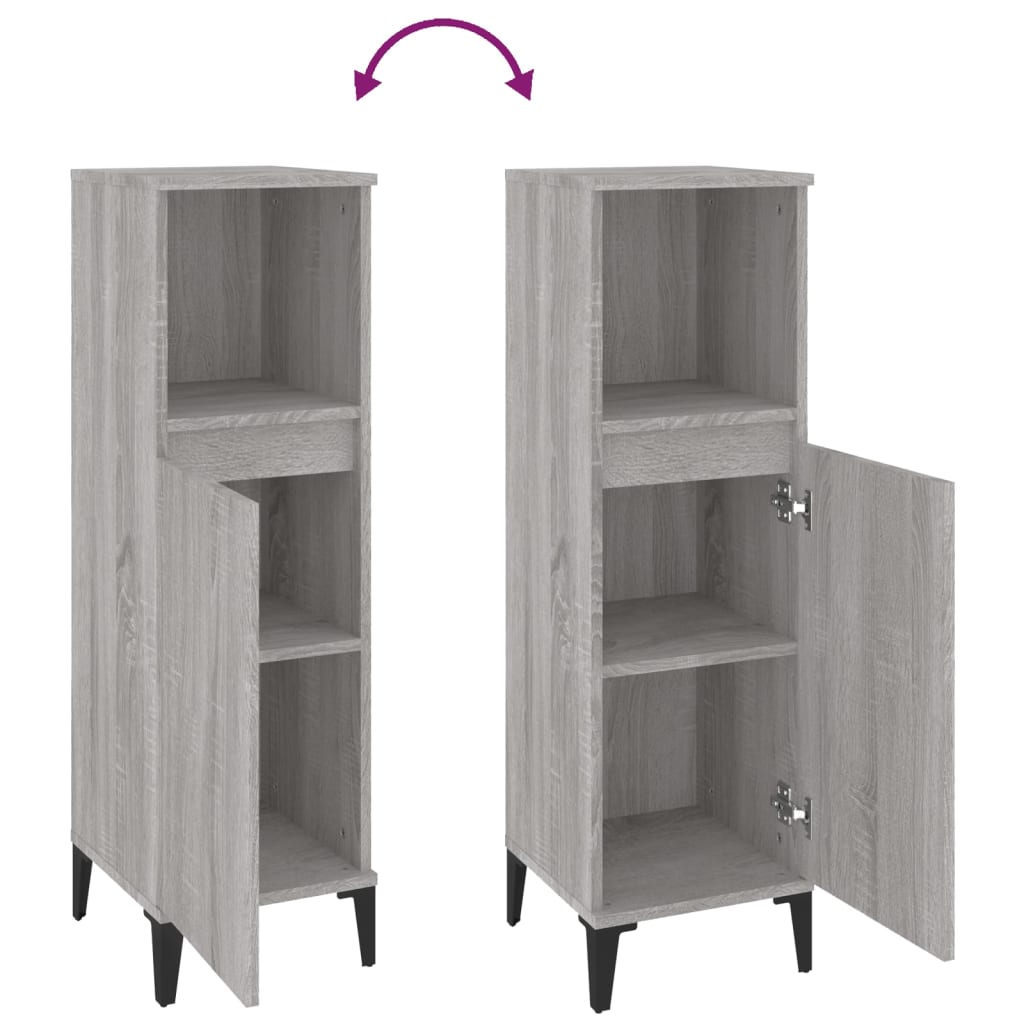 Armadietto Bagno Grigio Sonoma 30x30x100cm in Legno Multistrato
