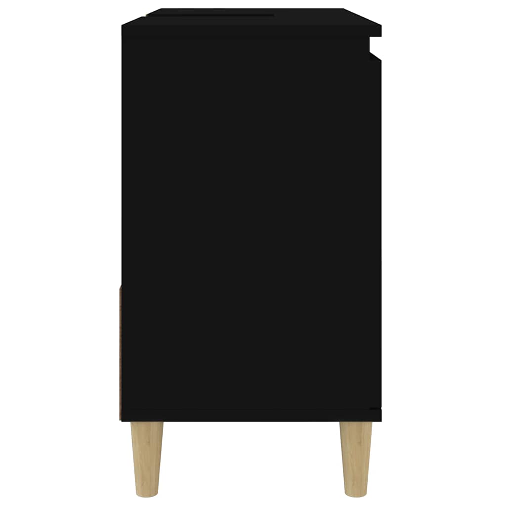 Armadietto da Bagno Nero 65x33x60 cm in Legno Multistrato