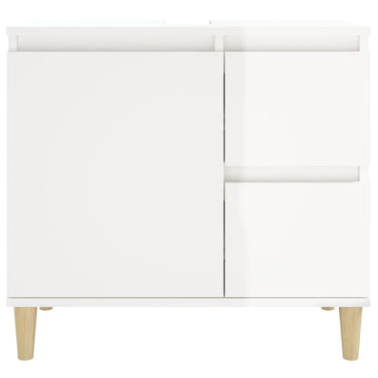 Armadietto Bagno Bianco Lucido 65x33x60cm in Legno Multistrato - homemem39