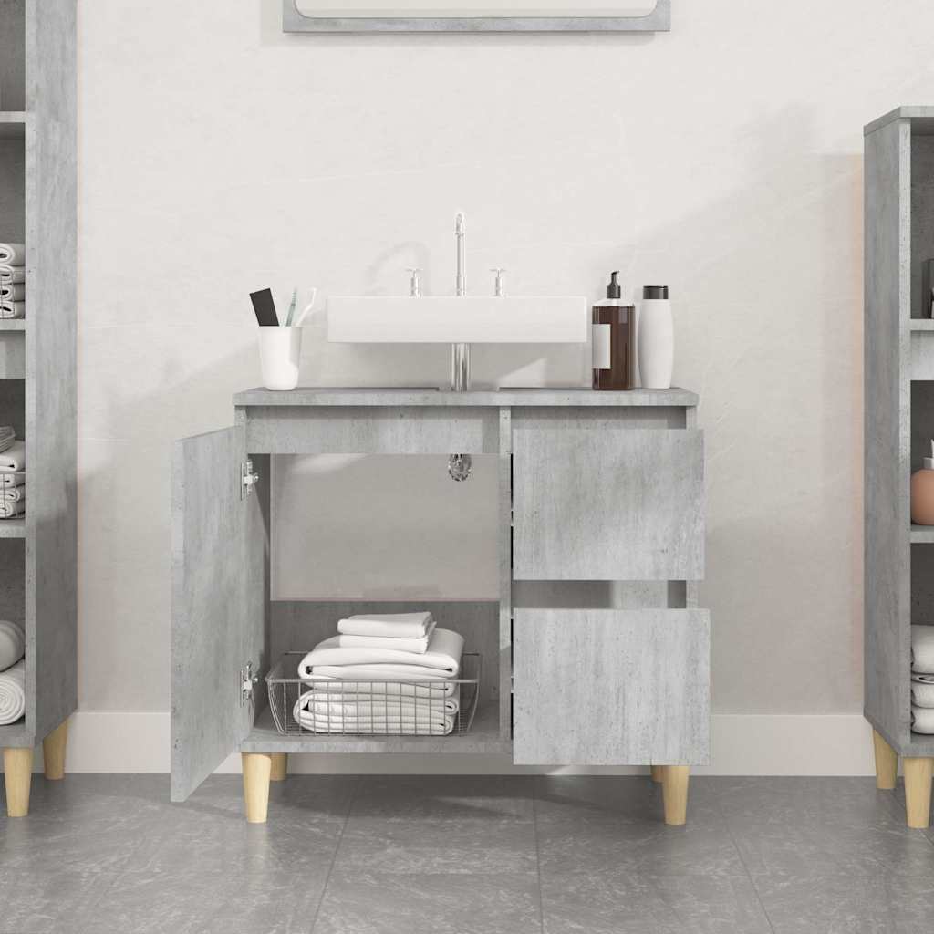 Armadietto da Bagno Grigio Cemento 65x33x60cm Legno Multistrato - homemem39