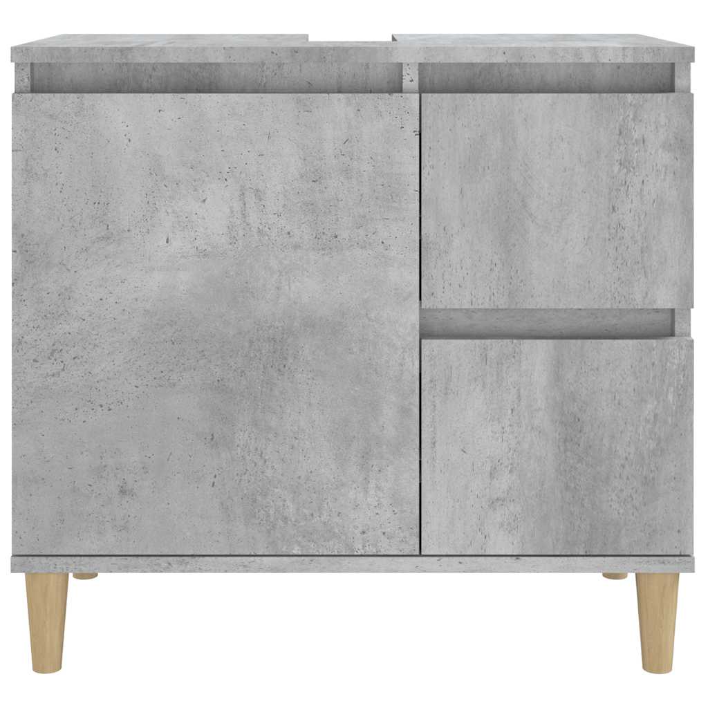Armadietto da Bagno Grigio Cemento 65x33x60cm Legno Multistrato - homemem39