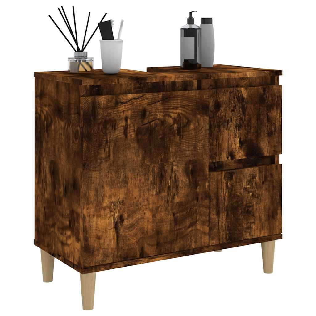 Armadietto Bagno Rovere Fumo 65x33x60 cm in Legno Multistrato | homemem39