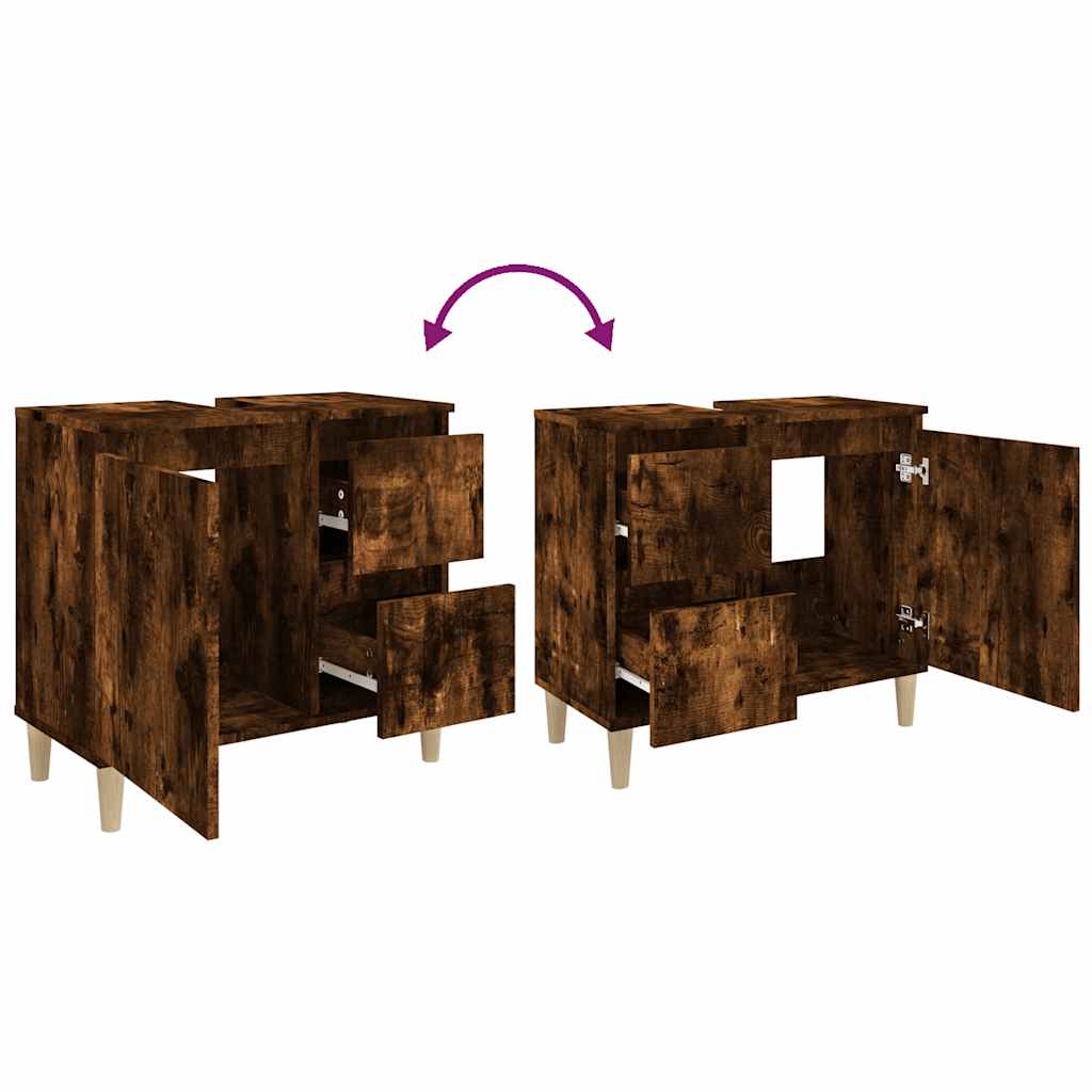 Armadietto Bagno Rovere Fumo 65x33x60 cm in Legno Multistrato | homemem39