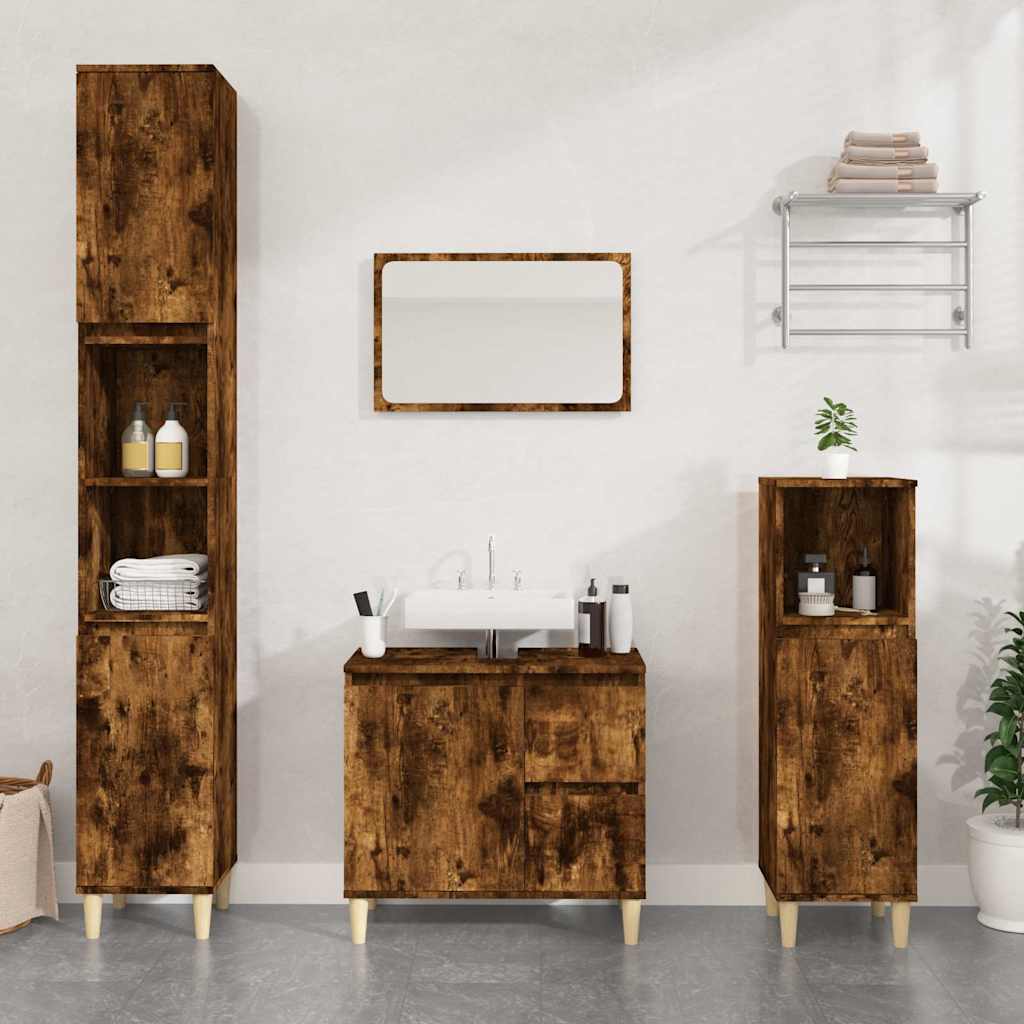 Armadietto Bagno Rovere Fumo 65x33x60 cm in Legno Multistrato | homemem39