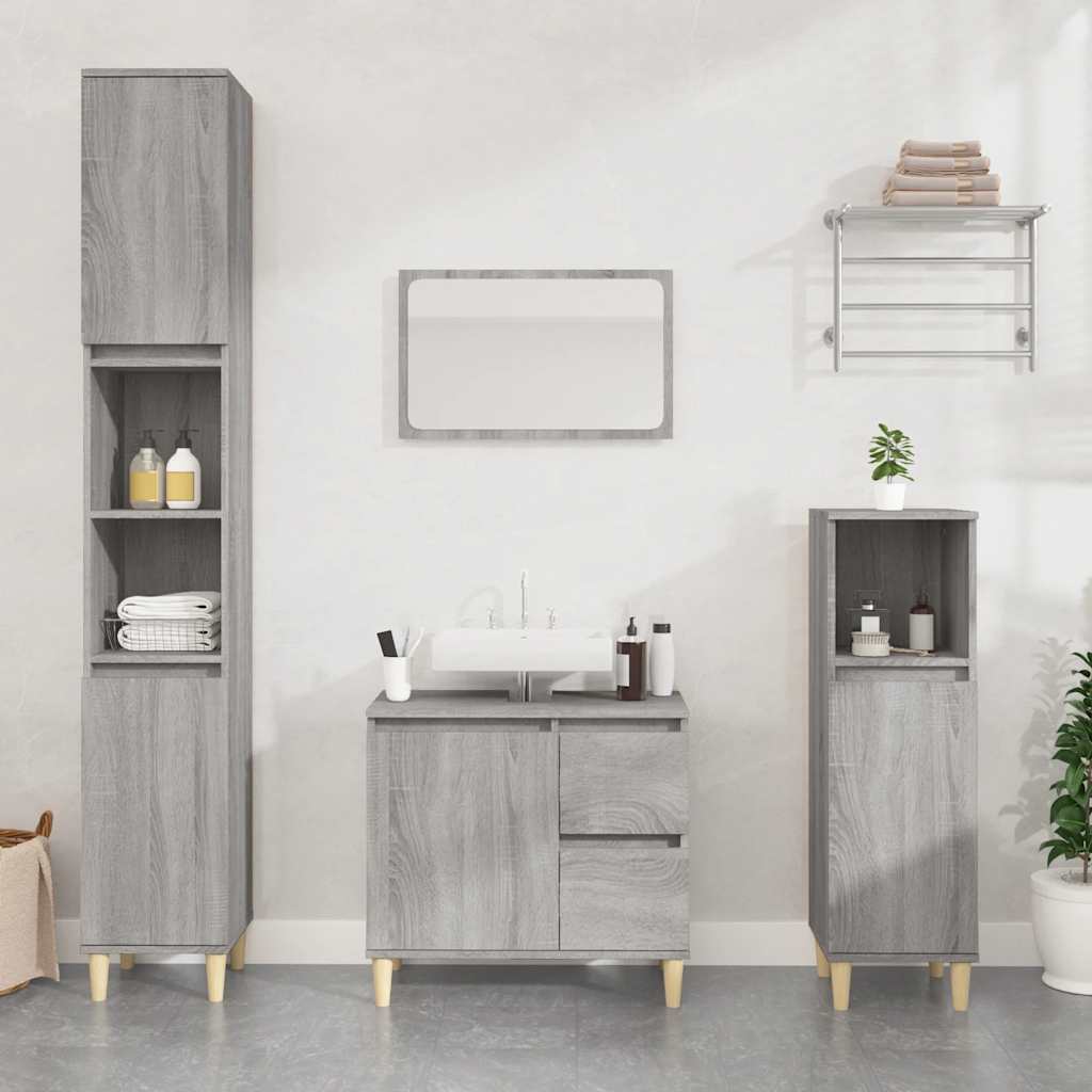 Armadietto Bagno Grigio Sonoma 65x33x60 cm in Legno Multistrato - homemem39