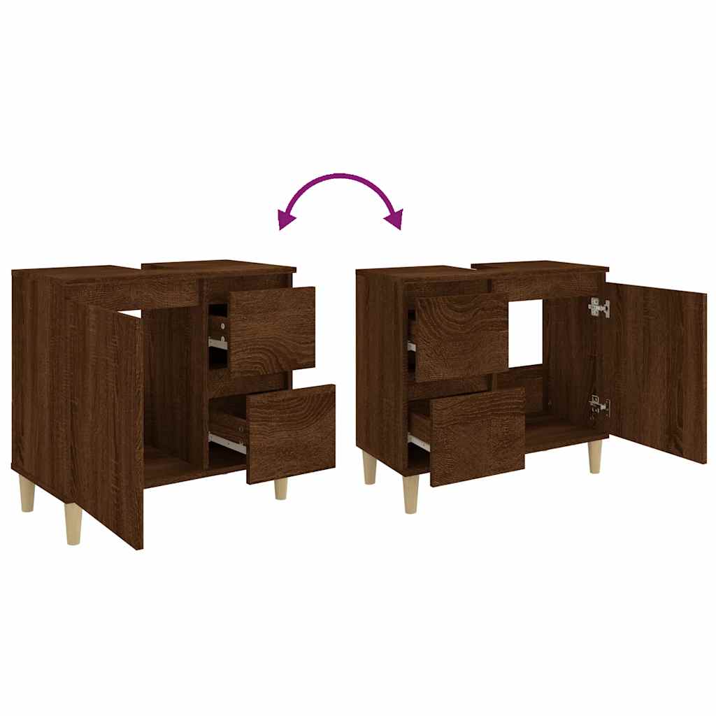 Armadietto Bagno Rovere Marrone 65x33x60cm in Legno Multistrato - homemem39