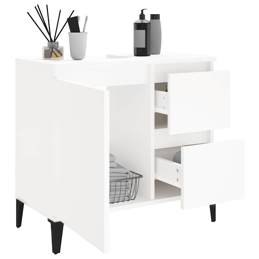 Armadietto da Bagno Bianco 65x33x60 cm in Legno Multistrato