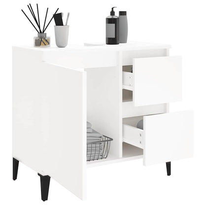 Armadietto da Bagno Bianco 65x33x60 cm in Legno Multistrato