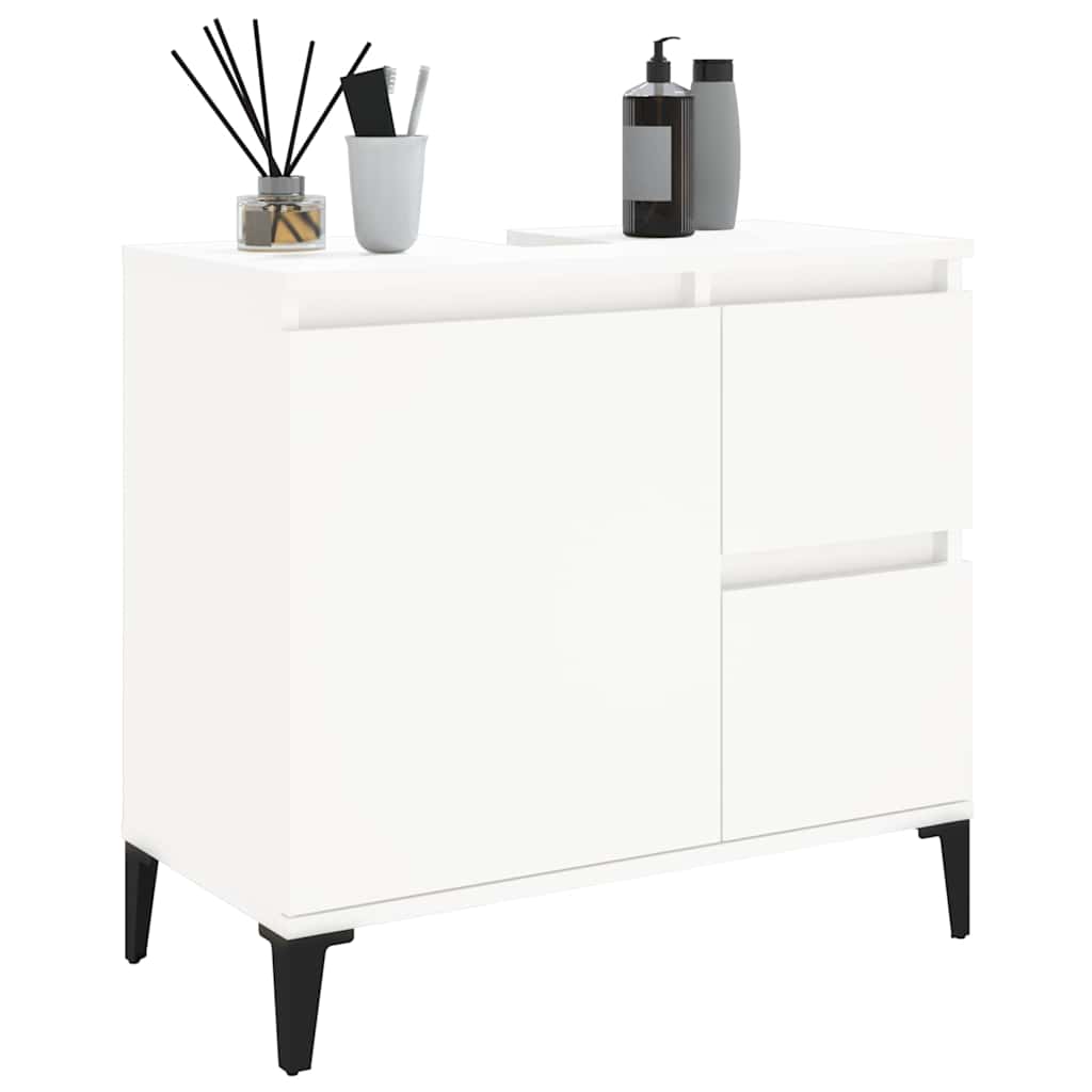 Armadietto da Bagno Bianco 65x33x60 cm in Legno Multistrato
