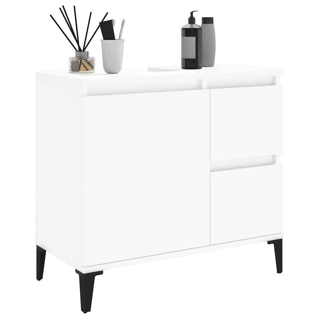 Armadietto da Bagno Bianco 65x33x60 cm in Legno Multistrato
