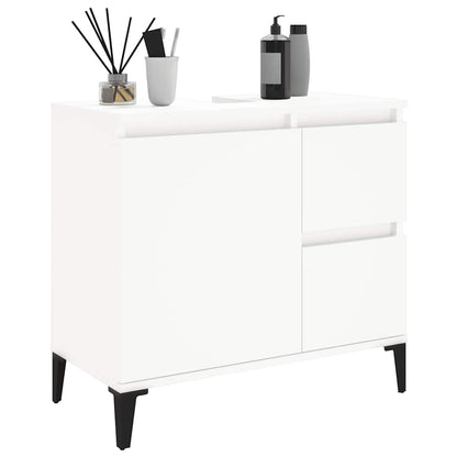 Armadietto da Bagno Bianco 65x33x60 cm in Legno Multistrato