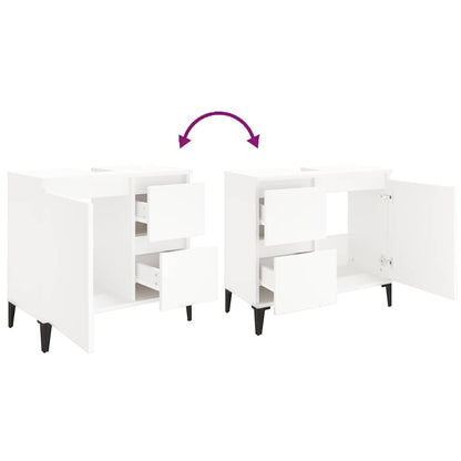 Armadietto da Bagno Bianco 65x33x60 cm in Legno Multistrato