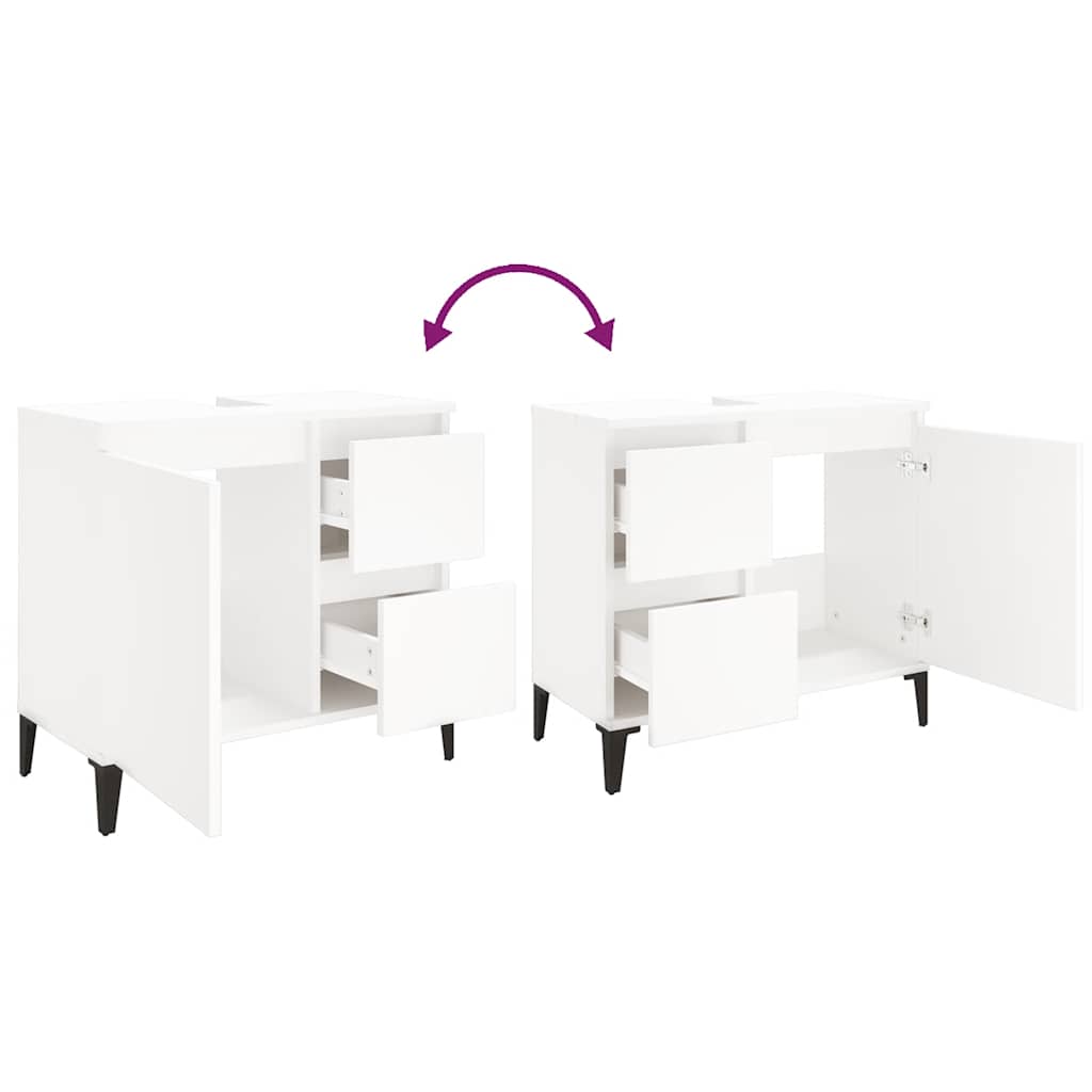 Armadietto da Bagno Bianco 65x33x60 cm in Legno Multistrato
