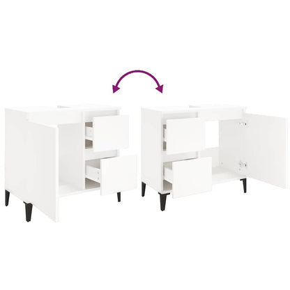 Armadietto da Bagno Bianco 65x33x60 cm in Legno Multistrato
