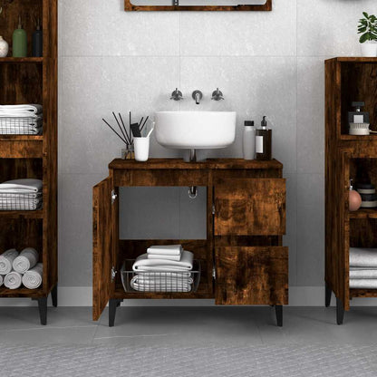 Armadietto Bagno Rovere Fumo 65x33x60 cm in Legno Multistrato | homemem39