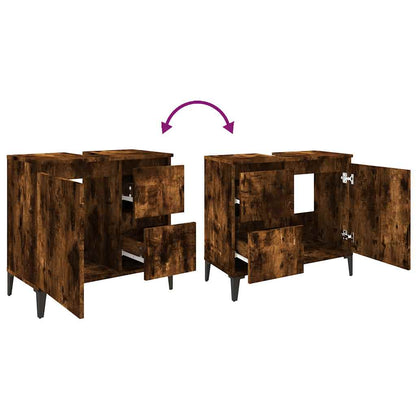 Armadietto Bagno Rovere Fumo 65x33x60 cm in Legno Multistrato | homemem39