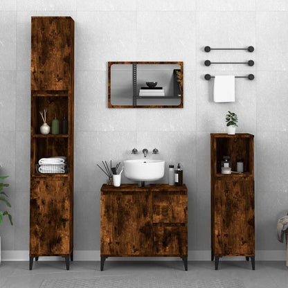 Armadietto Bagno Rovere Fumo 65x33x60 cm in Legno Multistrato | homemem39