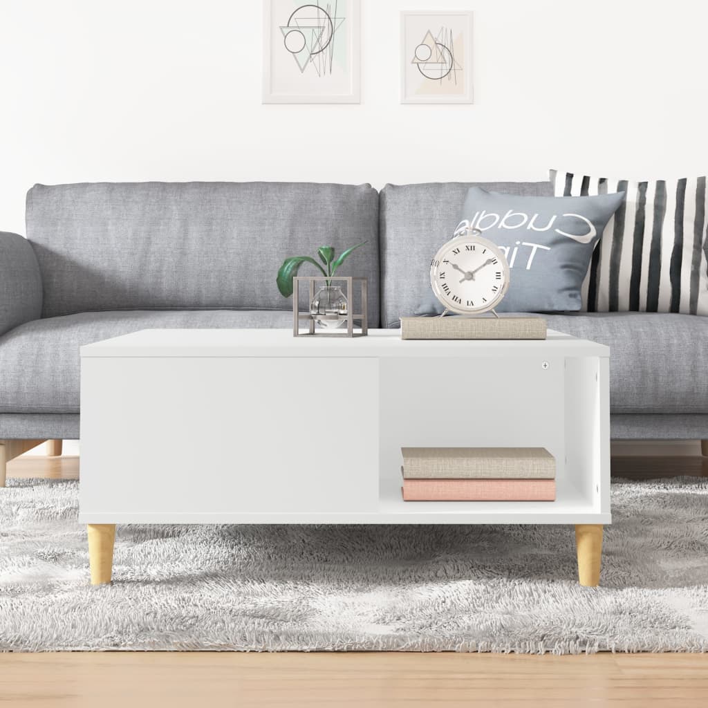 Tavolino da Salotto Bianco 80x80x36,5 cm in Legno Multistrato | homemem39