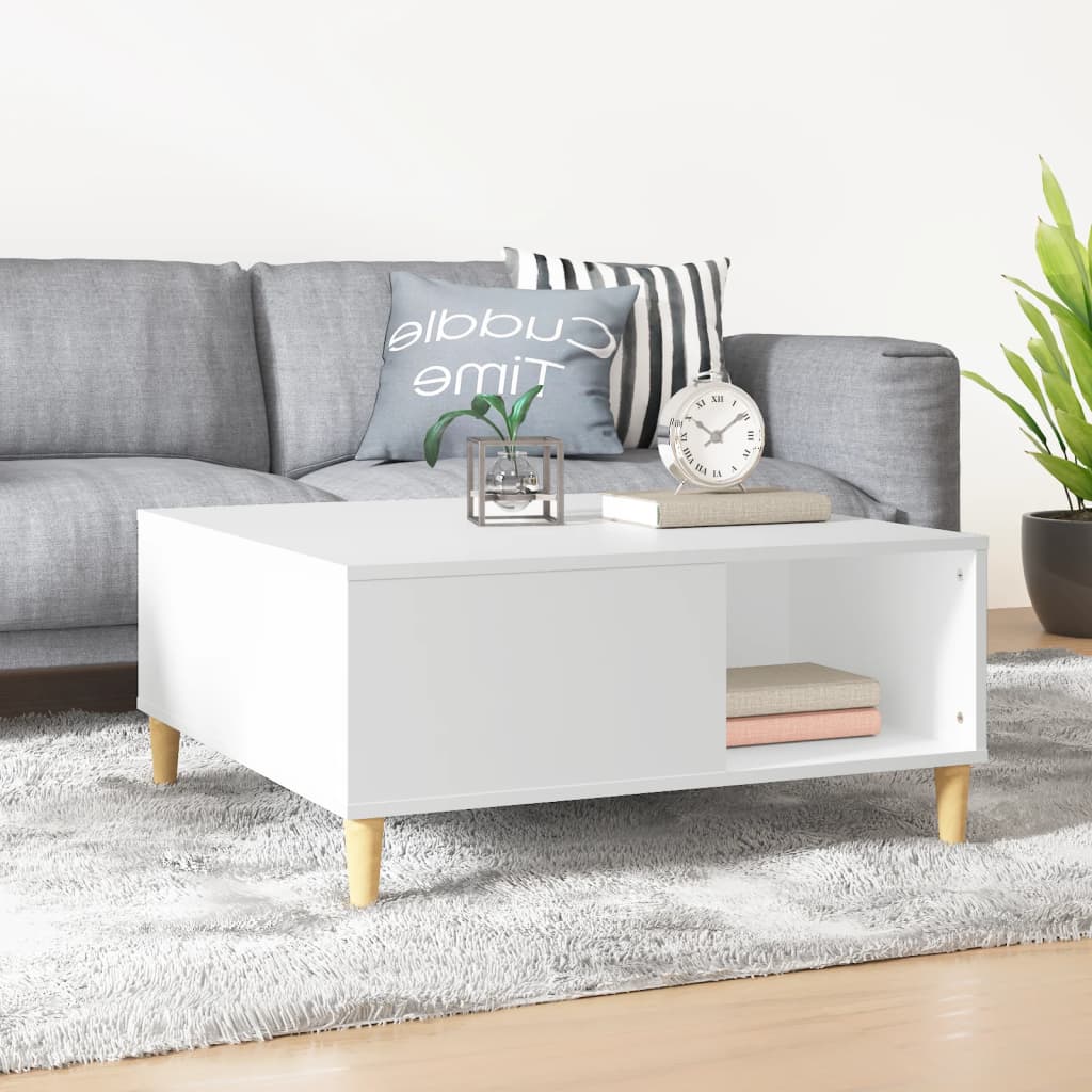 Tavolino da Salotto Bianco 80x80x36,5 cm in Legno Multistrato | homemem39