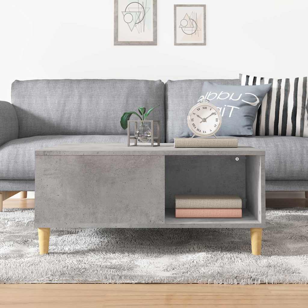 Tavolino Salotto Grigio Cemento 80x80x36,5 cm Legno Multistrato