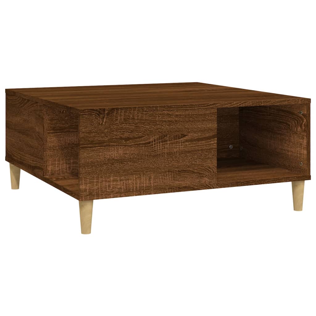 Tavolino Salotto Rovere Marrone 80x80x36,5 cm Legno Multistrato | homemem39