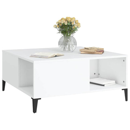 Tavolino da Salotto Bianco 80x80x36,5 cm in Legno Multistrato