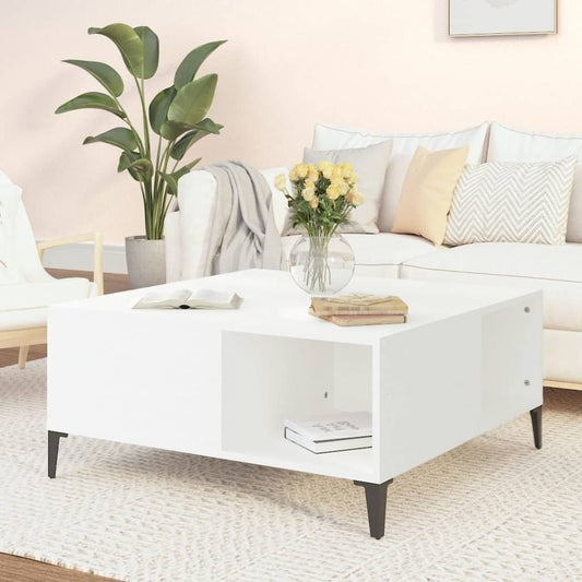 Tavolino da Salotto Bianco 80x80x36,5 cm in Legno Multistrato | homemem39